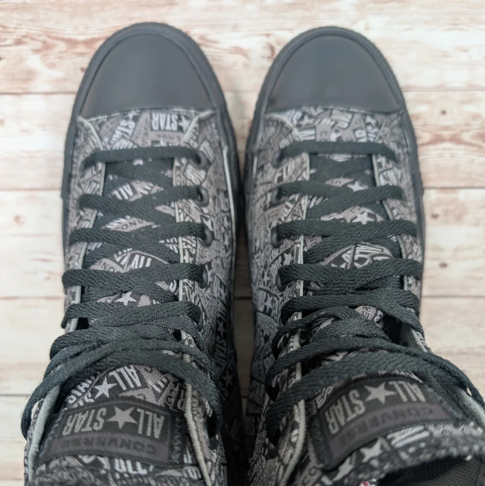 Converse Logo Play Black Mason High Top Sneakers Chuck Shoes Black Silver Men 9 - Picture 5 of 16